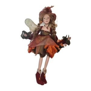 Vintage‎ Fairy Doll Figurine Autumn Woodland Pixie Art Doll Handmade Style Wings